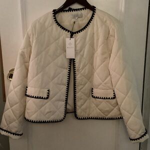 WAYF Ivory Quilted Puffer with Dark Edging